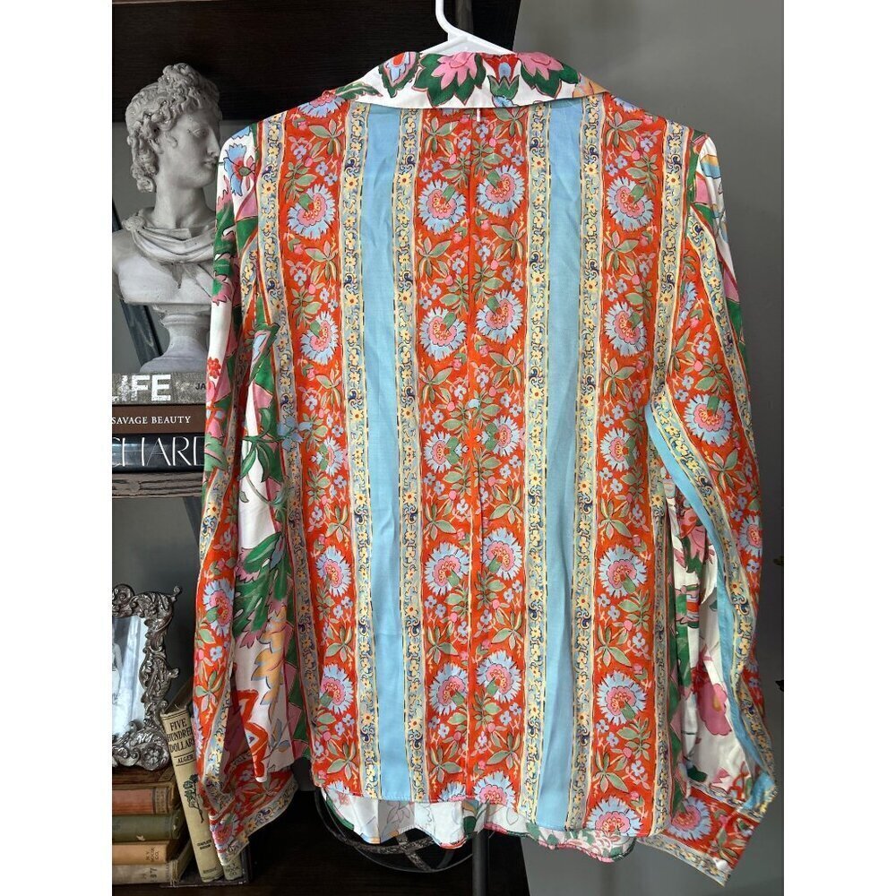 MISA LOS ANGELES Roya Top Blouse Casablanca Border Mix Womens Size Small - Picture 7 of 10